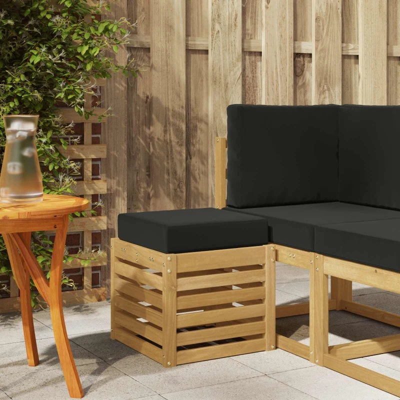 vidaXL Udendørs Skammel Bænk Hvid 43 x 43 x 45 cm Massivt Akacietræ