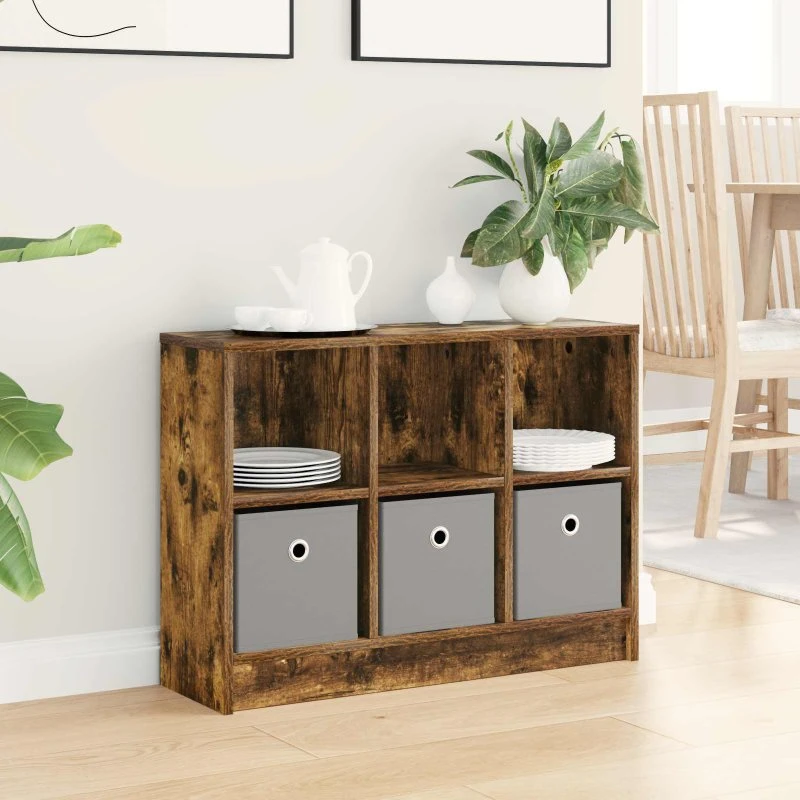vidaXL Røget Eg Sideboard med Skuffer 73,5 x 22,5 x 53,5 cm