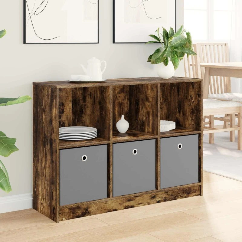 vidaXL Sideboard med skuffer, røget eg, 102 x 32 x 73,5 cm