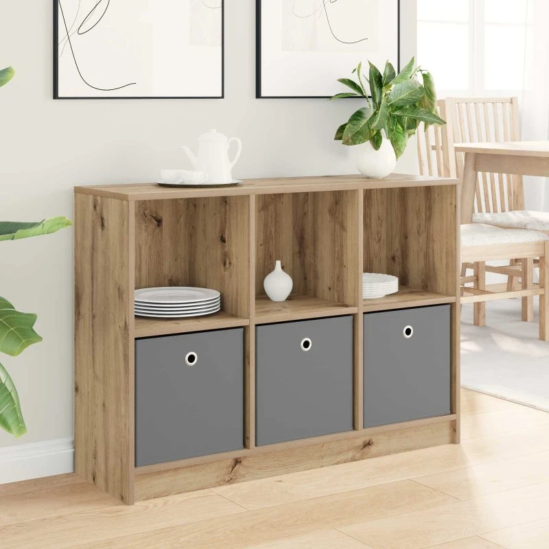 vidaXL Sideboard Artisan Egetræ 102 x 32 x 73,5 cm med skuffer