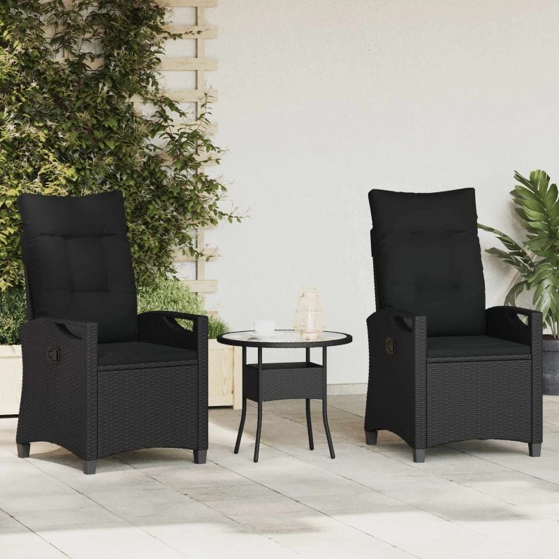 vidaXL Have Stol 2 stk, Sort, 56 x 64 x 94 cm, Stål og Polyester