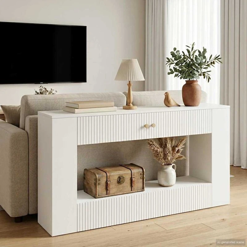 vidaXL Konsolbord Højglans Hvid 155x29x74 cm Konstrueret Træ