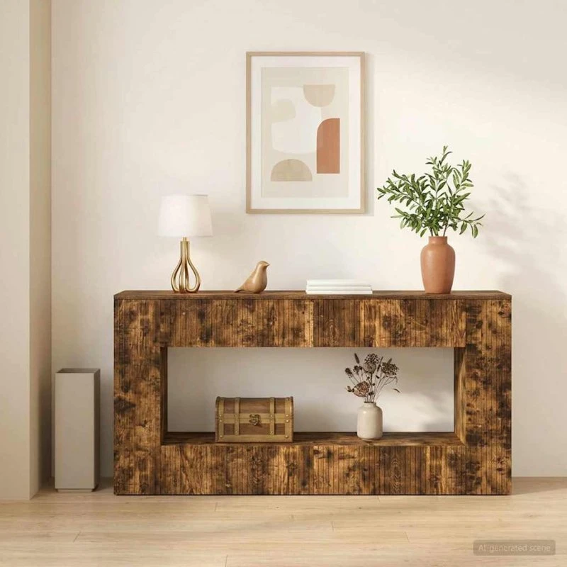 vidaXL Konsolbord Stribet Røget Eg 155x29x74 cm Konstrueret Træ