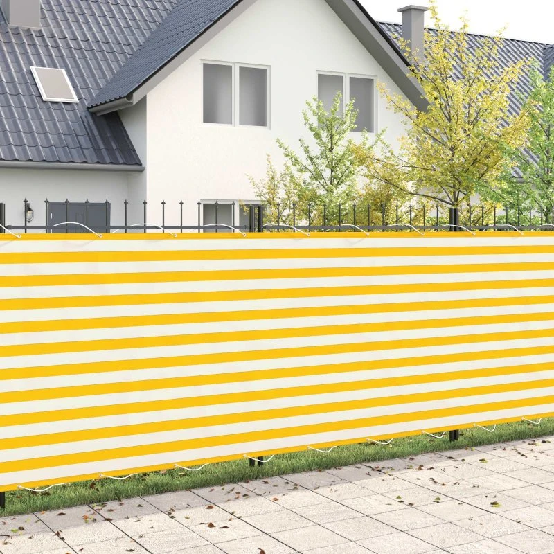 vidaXL Balkon Afskærmning 200 x 300 cm Gul/Hvid Stribet med PU-belægning