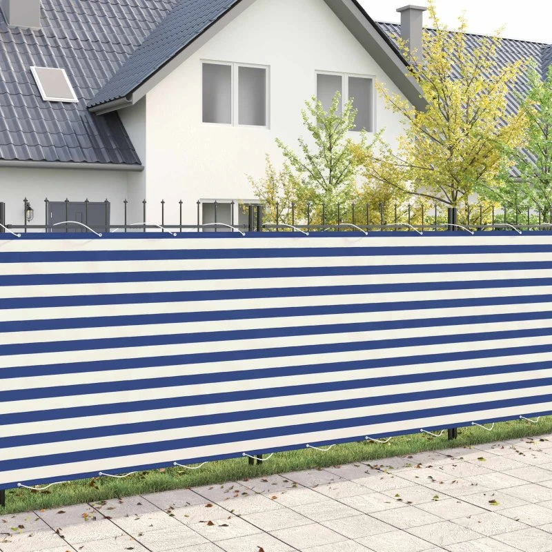 vidaXL Balkon Afskærmning 200 x 600 cm, stribet blå/hvid, PU-belejret stof