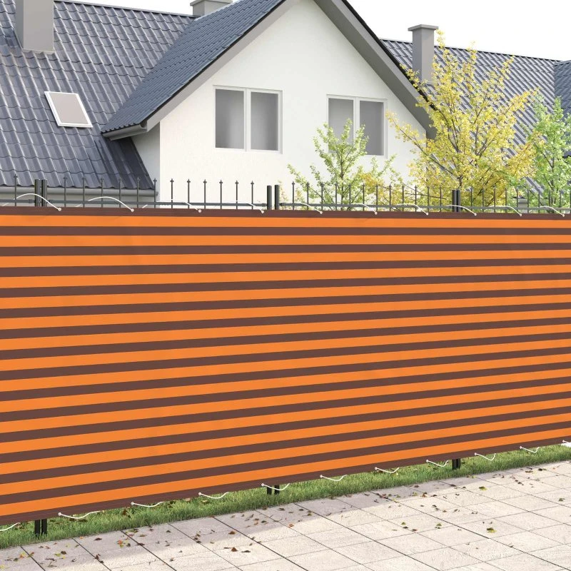 vidaXL Balkon Afskærmning 180 x 200 cm Stribet Stof med PU-belægning, Orange/Brun