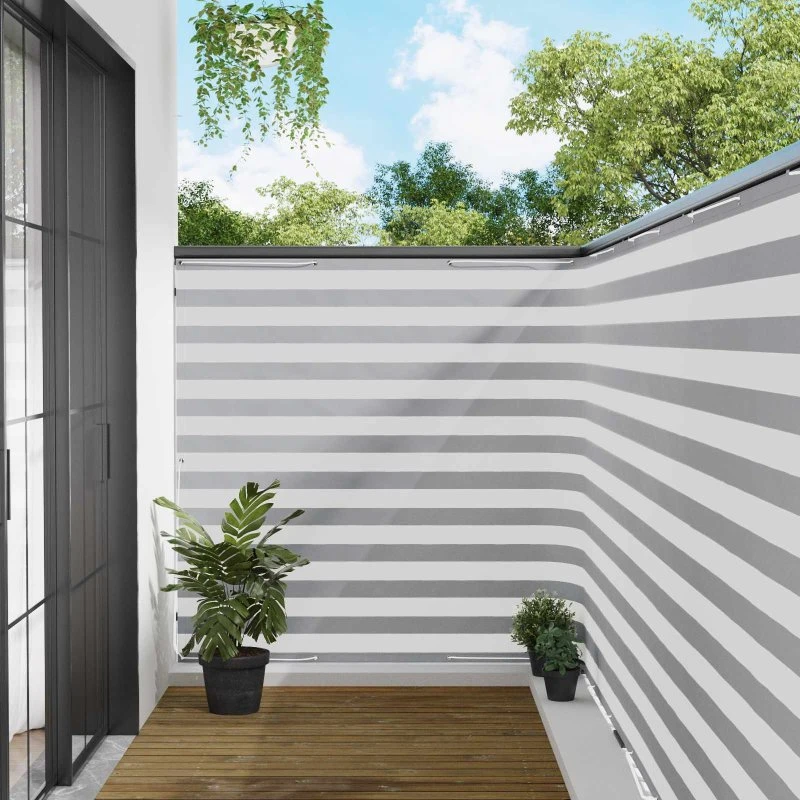 vidaXL Balkon Afskærmning 150 x 1000 cm, lys grå/hvid, PU-belægning