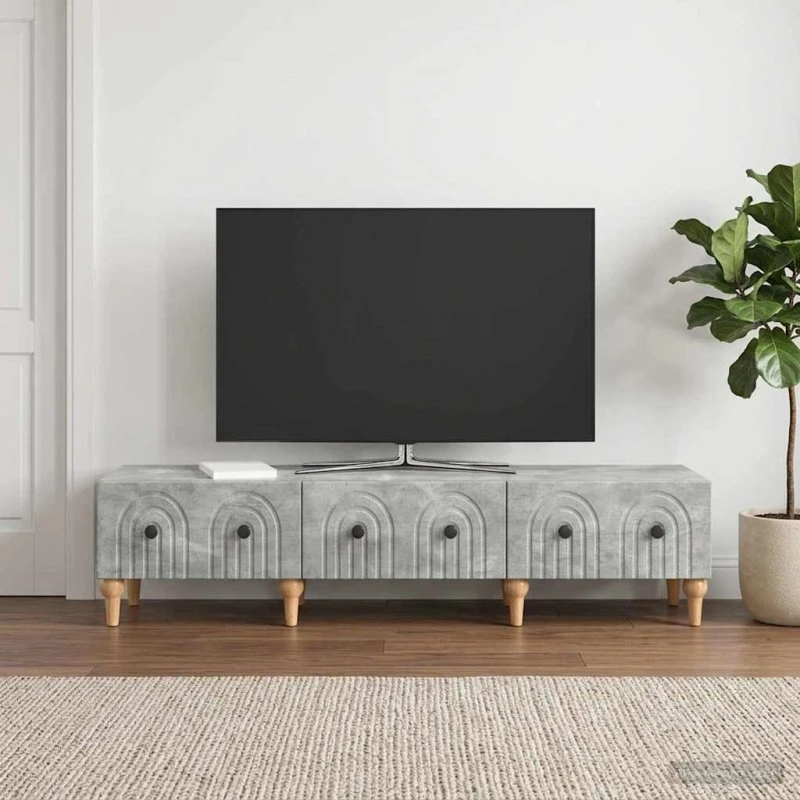 vidaXL TV-skab med skuffe, betongrå, 147 x 34,5 x 30 cm, konstrueret træ