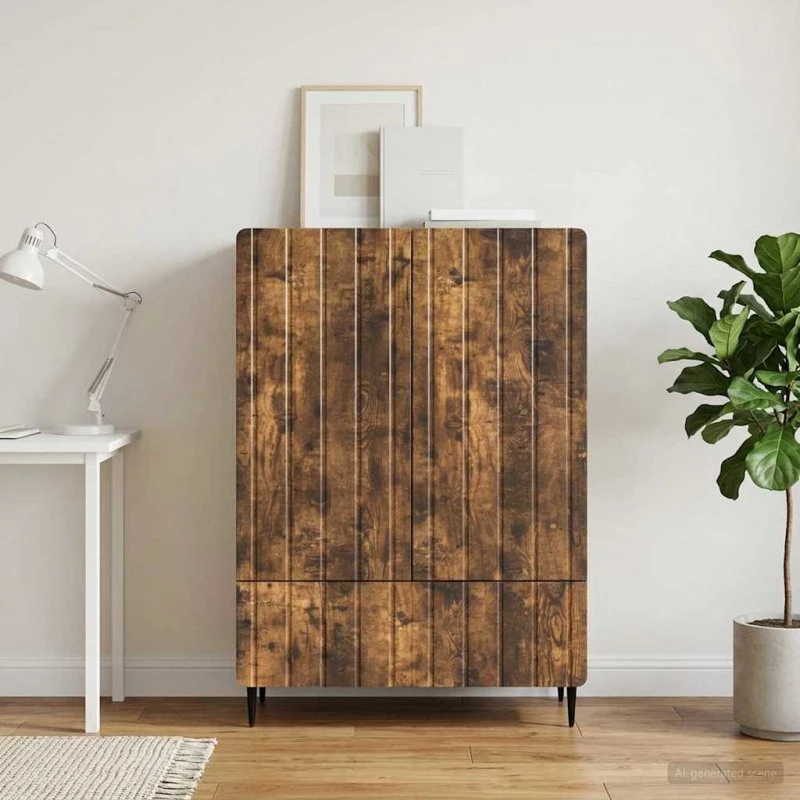 vidaXL Sideboard med skuffe, røget eg, 66 x 34,5 x 97 cm