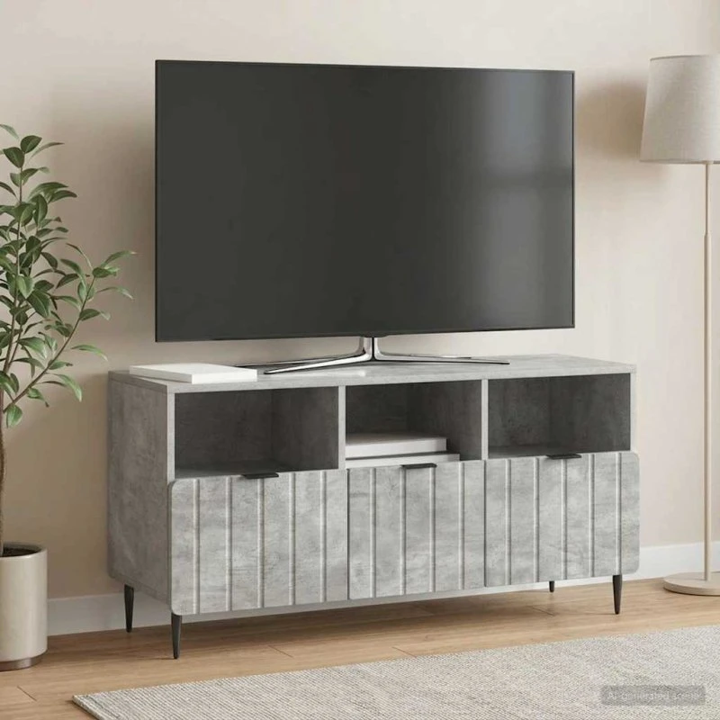 vidaXL TV-skab med skuffer, betongrå, 102 x 34,5 x 50 cm, konstrueret træ
