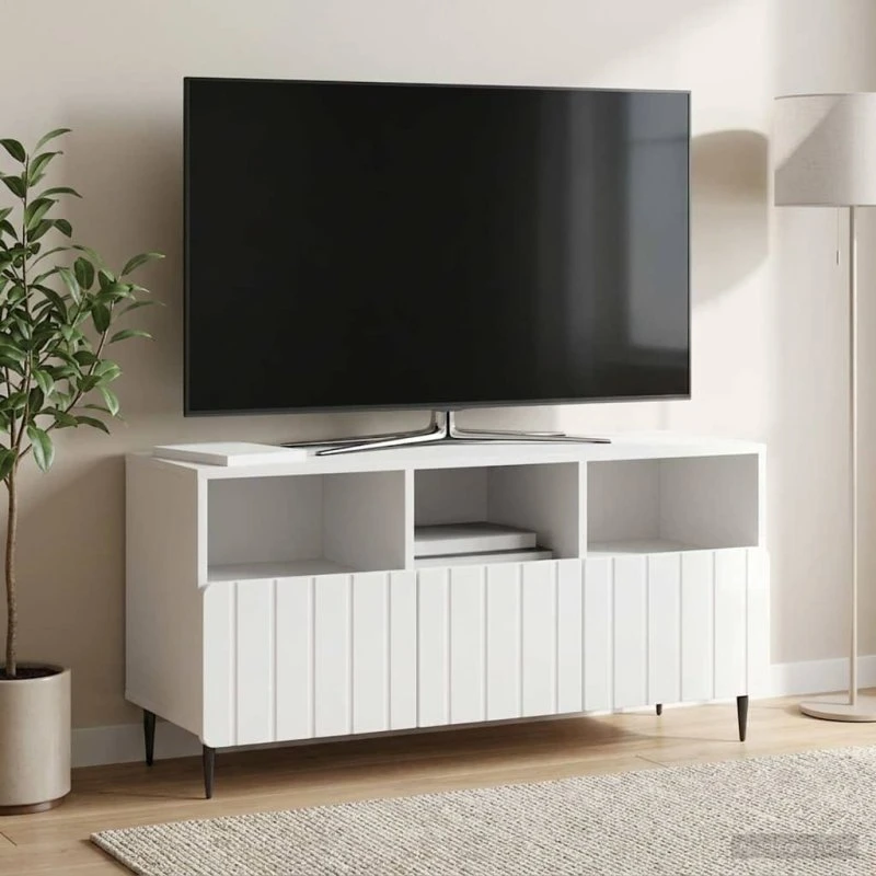vidaXL TV-skab Hvid højglans 102 x 34,5 x 50 cm Konstrueret træ