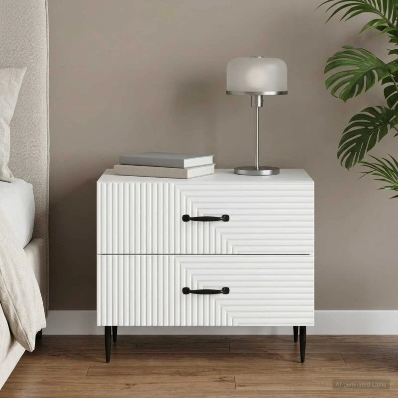 vidaXL Natskab med 2 skuffer, hvid, 62 x 34,5 x 47,5 cm, konstrueret træ