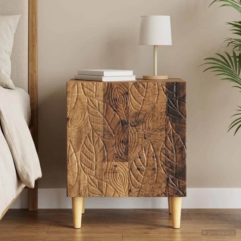 vidaXL Sengebord Gammelt Træ 43 x 34,5 x 50 cm Konstrueret Træ