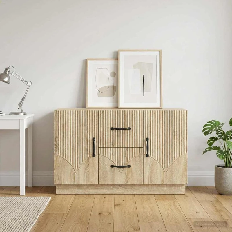 vidaXL Sideboard Sonoma-eg 89 x 34,5 x 57 cm Konstrueret Træ