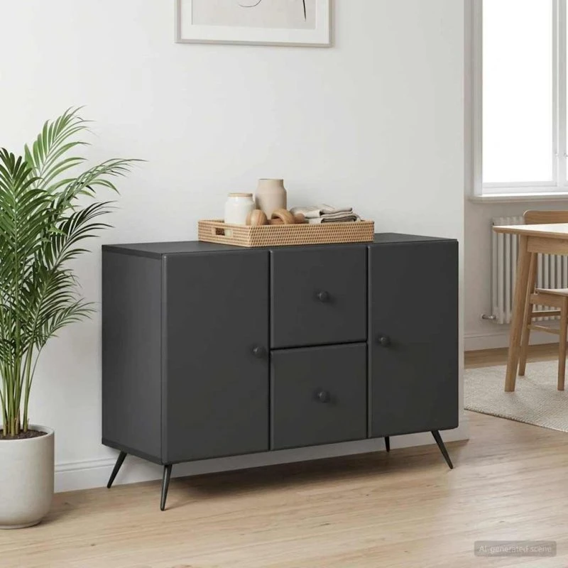 vidaXL Sideboard med skuffer, sort, 89 x 34,5 x 60 cm