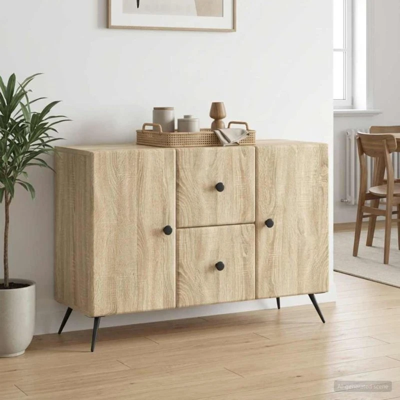 vidaXL Sideboard Sonoma-eg 89 x 34,5 x 60 cm Konstrueret Træ