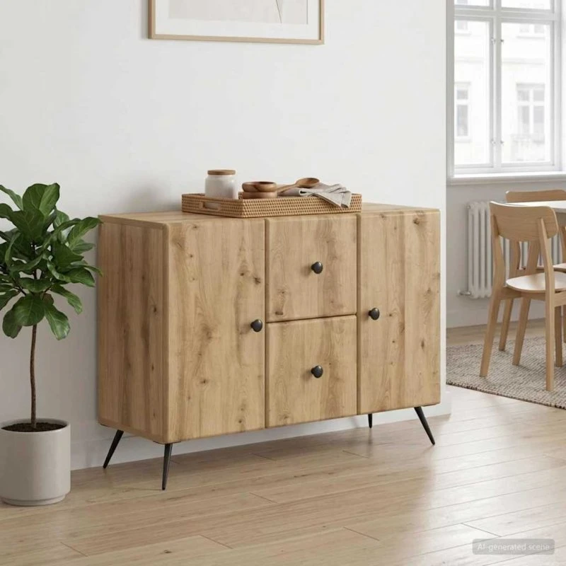 vidaXL Sideboard Artisan-eg 89 x 34,5 x 60 cm Konstrueret Træ