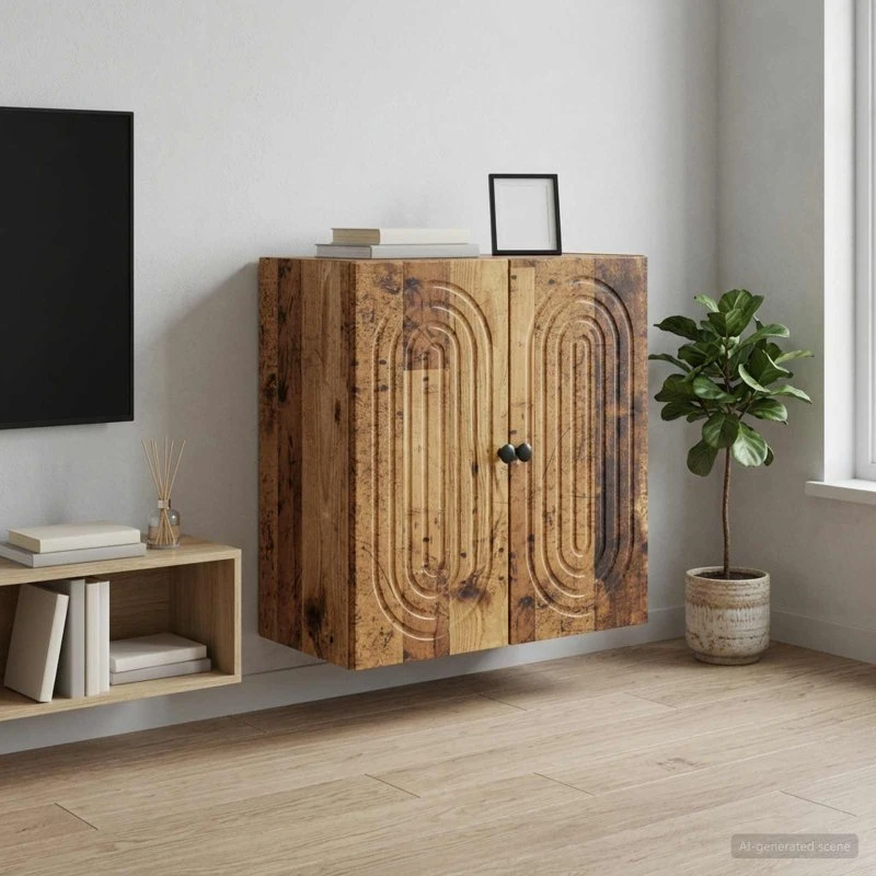 vidaXL Vægmonteret Skab Gammelt Træ 59x31x60 cm