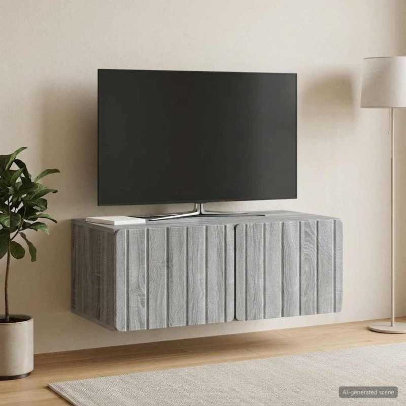 vidaXL Væghængt TV-skab 78,5 x 41 x 30 cm Grå Sonoma Konstrueret Træ