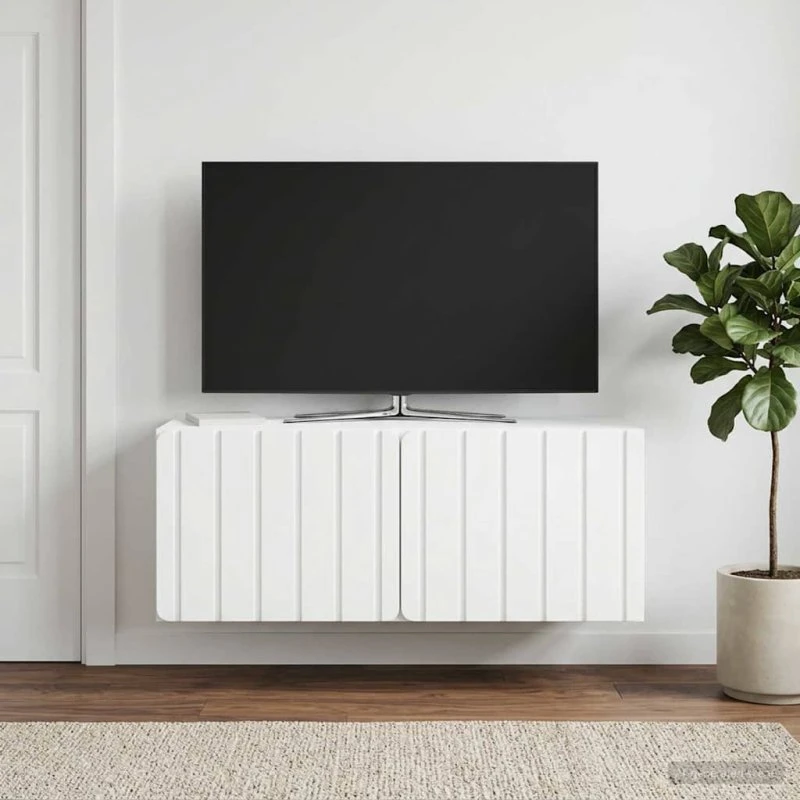 vidaXL Væghængt TV-skab 78,5 x 31 x 30 cm Hvid Konstrueret Træ