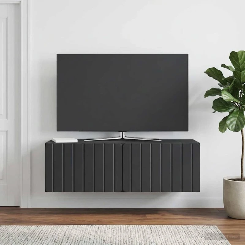 vidaXL Væghængt TV-skab 98x31x30 cm Sort Konstrueret Træ