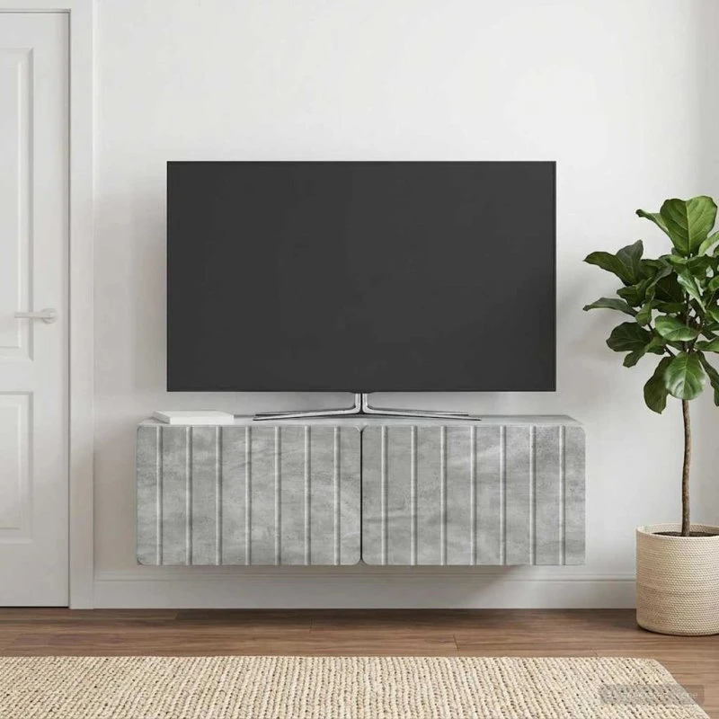 vidaXL Væghængt TV-skab 98 x 31 x 30 cm Betongrå Konstrueret Træ