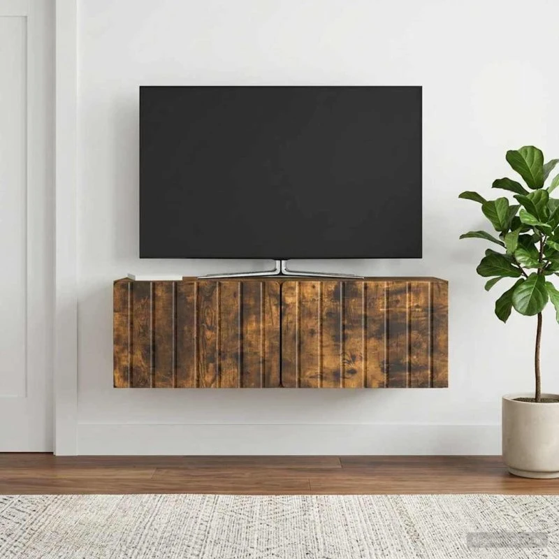 vidaXL Væghængt TV-skab 98 x 31 x 30 cm Røget eg Konstrueret træ