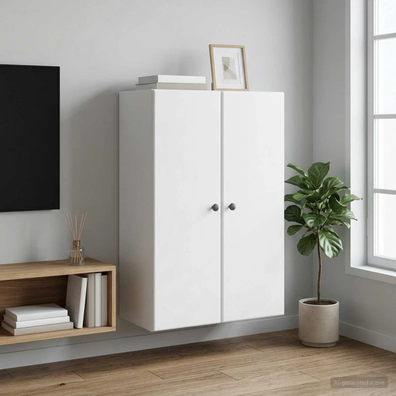 vidaXL Vægmonteret Skab Hvid 66 x 34,5 x 90 cm Konstrueret Træ