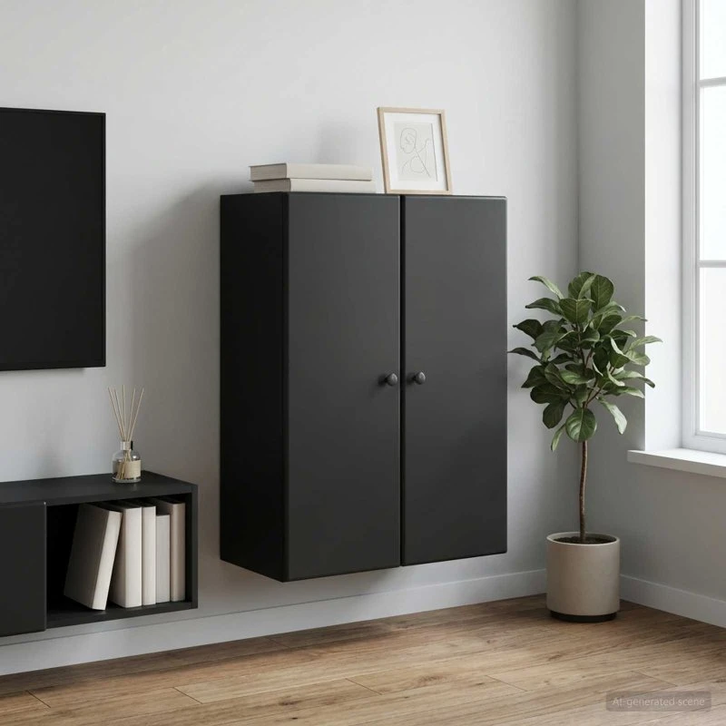 vidaXL Vægmonteret Skab Sort 66 x 34,5 x 90 cm Konstrueret Træ