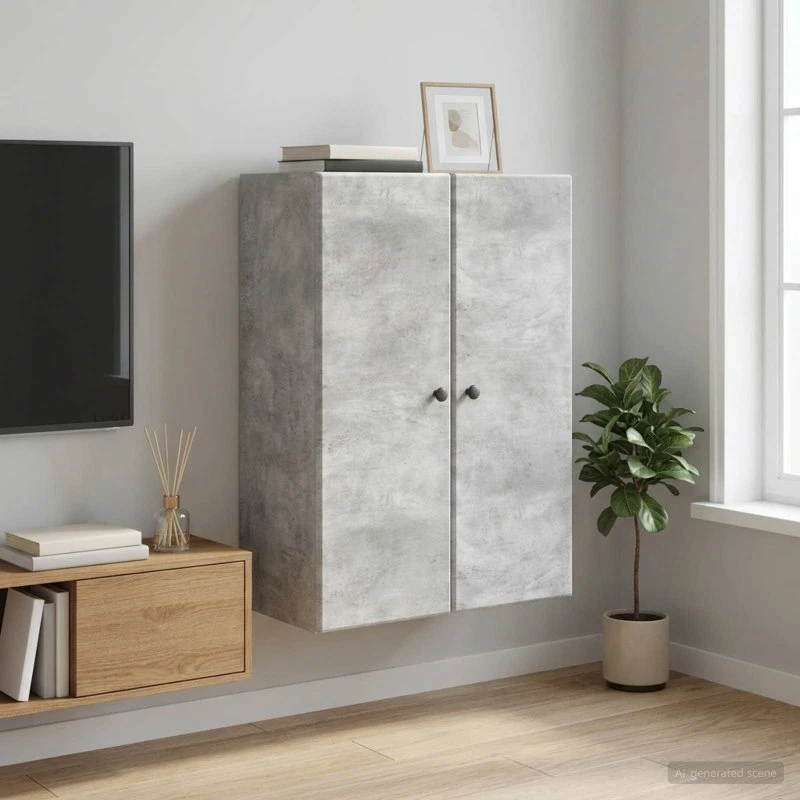 vidaXL Vægmonteret Skab Betongrå 66 x 34,5 x 90 cm Konstrueret Træ