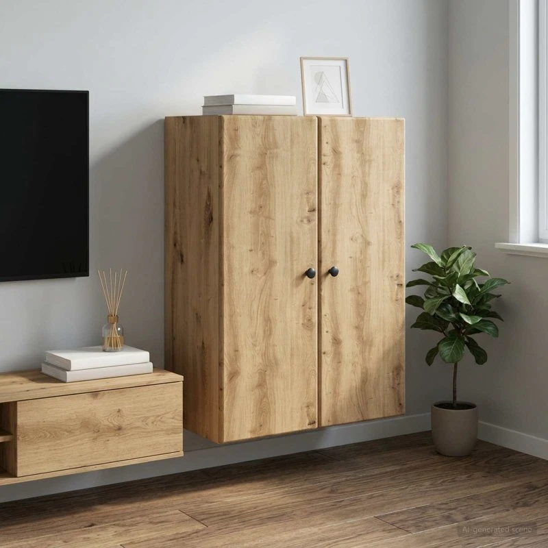 vidaXL Vægmonteret Skab Artisan-eg 66x34,5x90 cm Konstrueret Træ