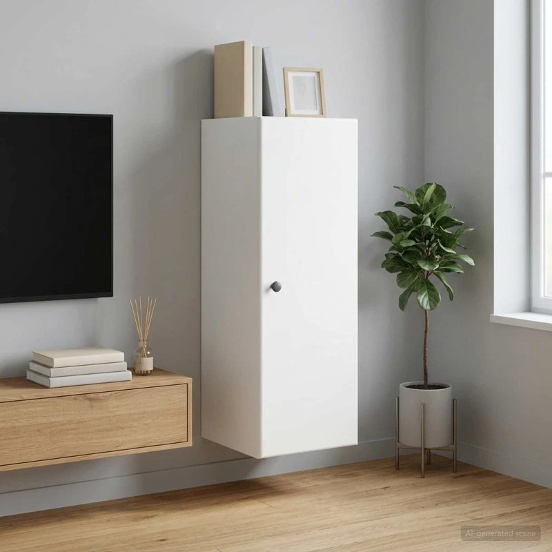 vidaXL Vægmonteret Skab Hvid 33 x 34,5 x 90 cm Konstrueret Træ
