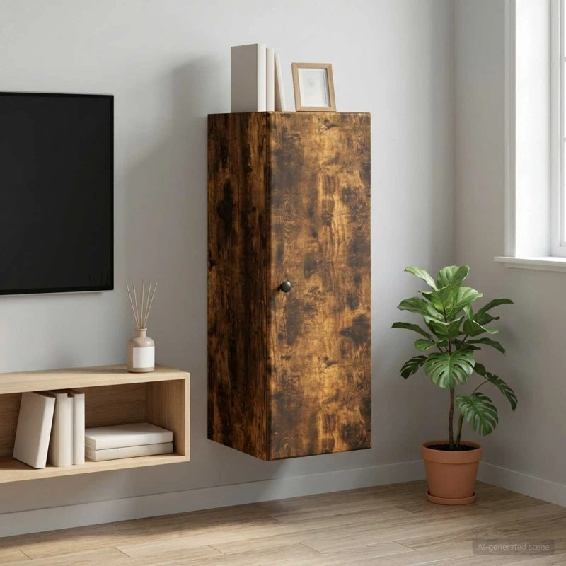 vidaXL Vægmonteret Skab Røget Eg 33x34,5x90 cm