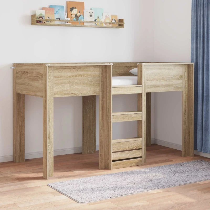 vidaXL Køjeseng til Børn Sonoma eg 75 x 190 cm Konstrueret Træ