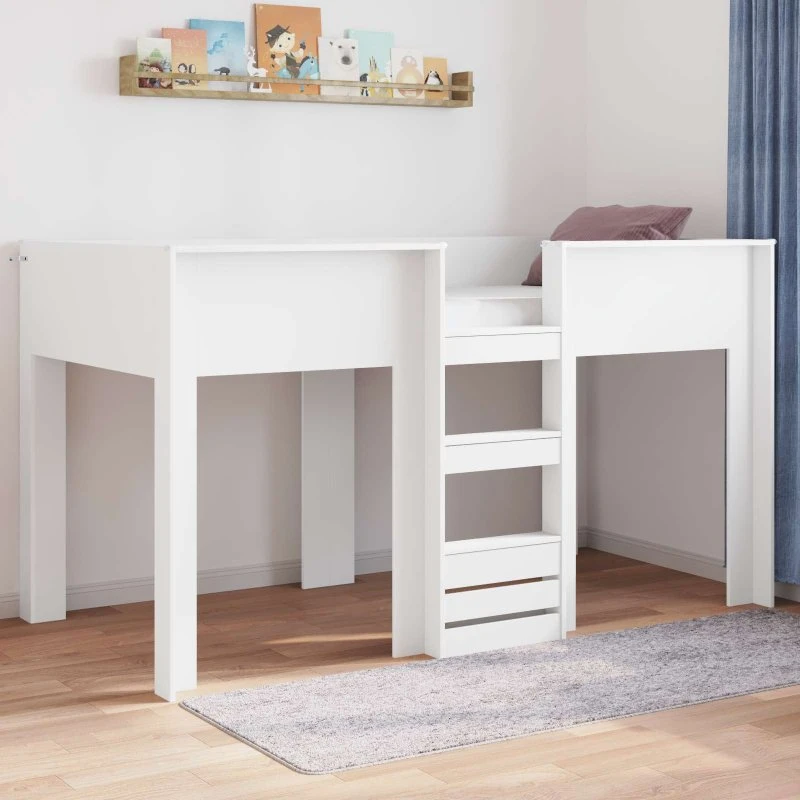vidaXL Køjeseng til Børn Hvid 90 x 190 cm i Konstrueret Træ