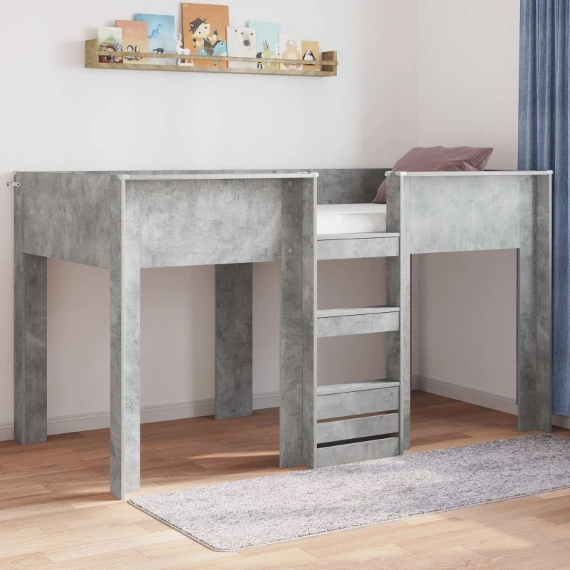 vidaXL Køjeseng til Børn, Beton Grå 80 x 200 cm, Konstrueret Træ