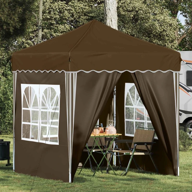 vidaXL Pop-up Festtelt 195x195x245 cm Gråbrun Oxford Stof