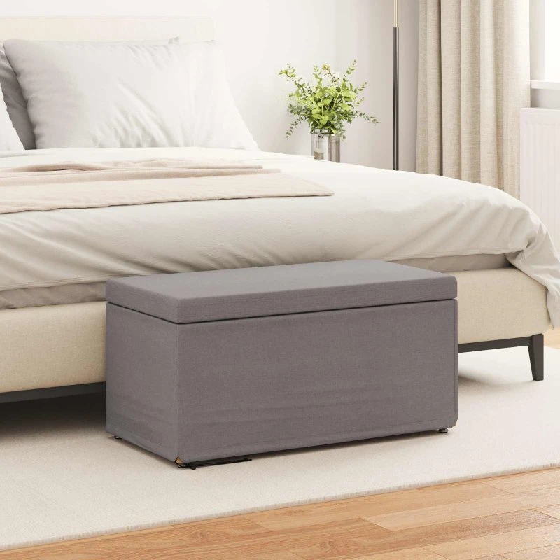 vidaXL Taburet Gråbrun 81 x 41 x 40 cm Stof & Konstrueret Træ