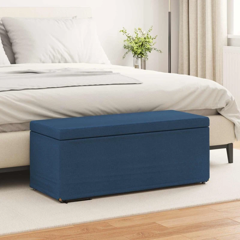 vidaXL Blå Rygfri Taburet 101 x 41 x 40 cm i Stof og Konstrueret Træ