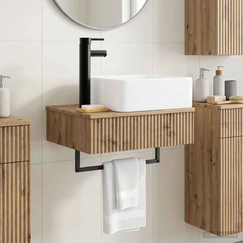 vidaXL Vægmonteret Vask Artisan-eg 53 x 35 x 39 cm Konstrueret Træ