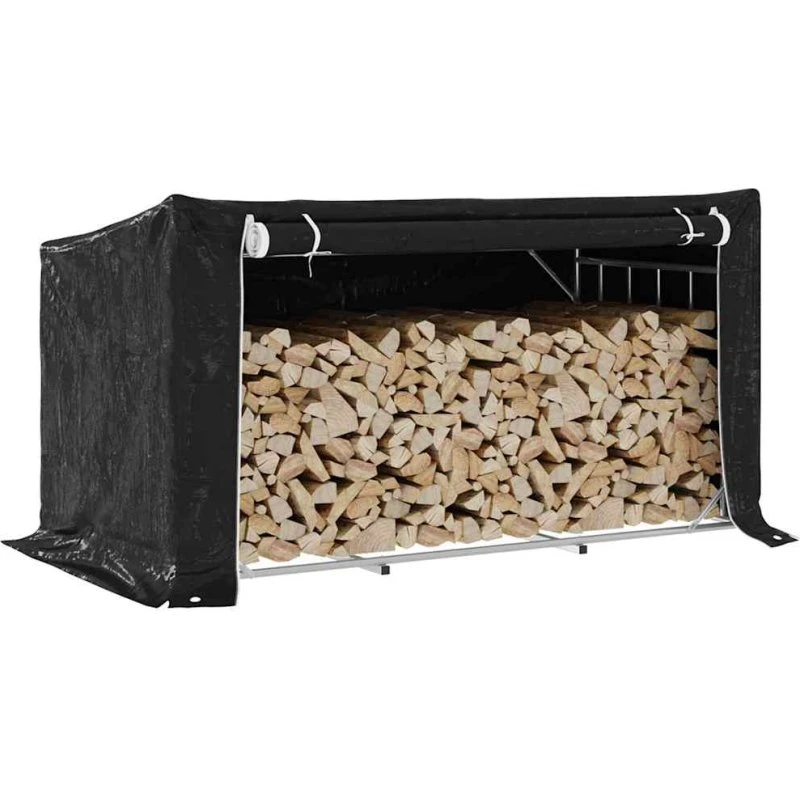vidaXL Brændestativ med Regnslag 200,5x100,5x110,5 cm, Galvaniseret Stål