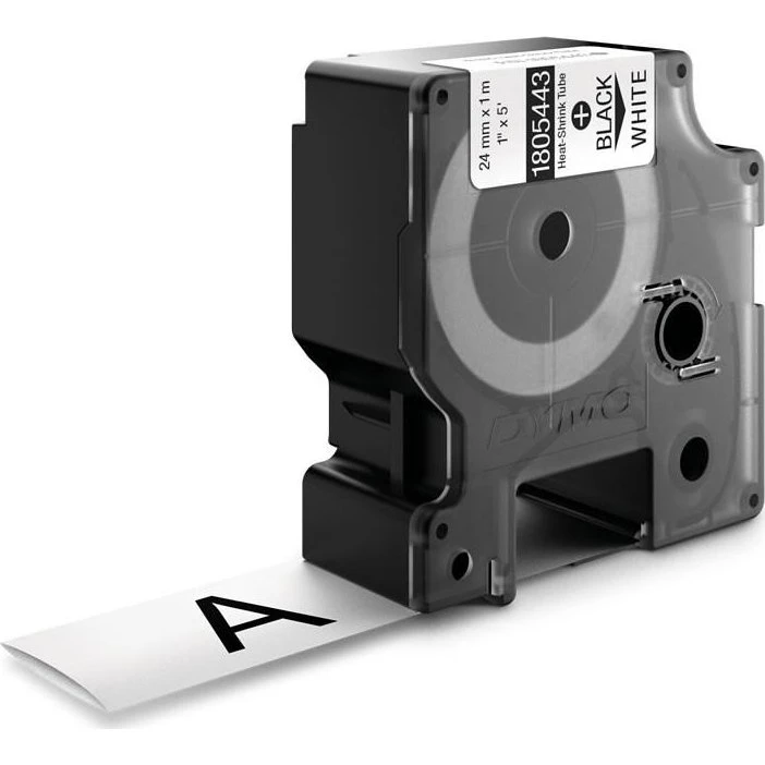 DYMO Rhino Varmekrympetiket 24 mm x 1,5 m sort på hvid