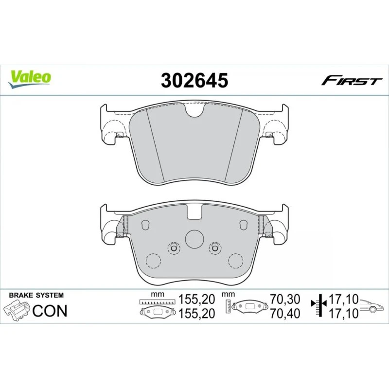 VALEO Bremseklodser 302645 til OPEL, TOYOTA, PEUGEOT