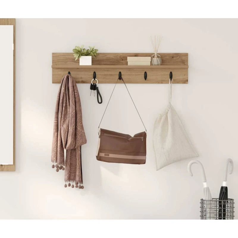 vidaXL Vægmonteret Jakkeholder Artisan Egetræ 80 x 10,5 x 18 cm
