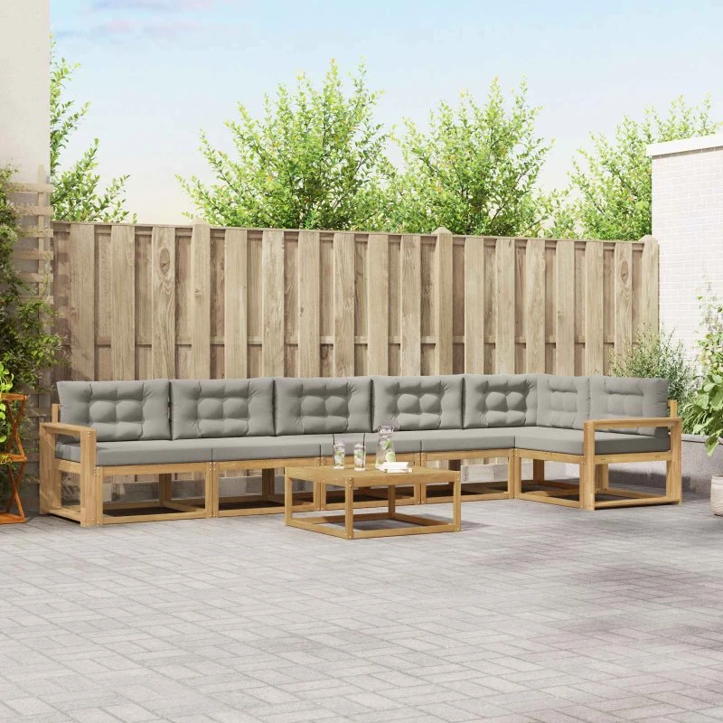 vidaXL Udendørs Sofagruppe 7 pc Hvid/Lysegrå 79x79x37 cm