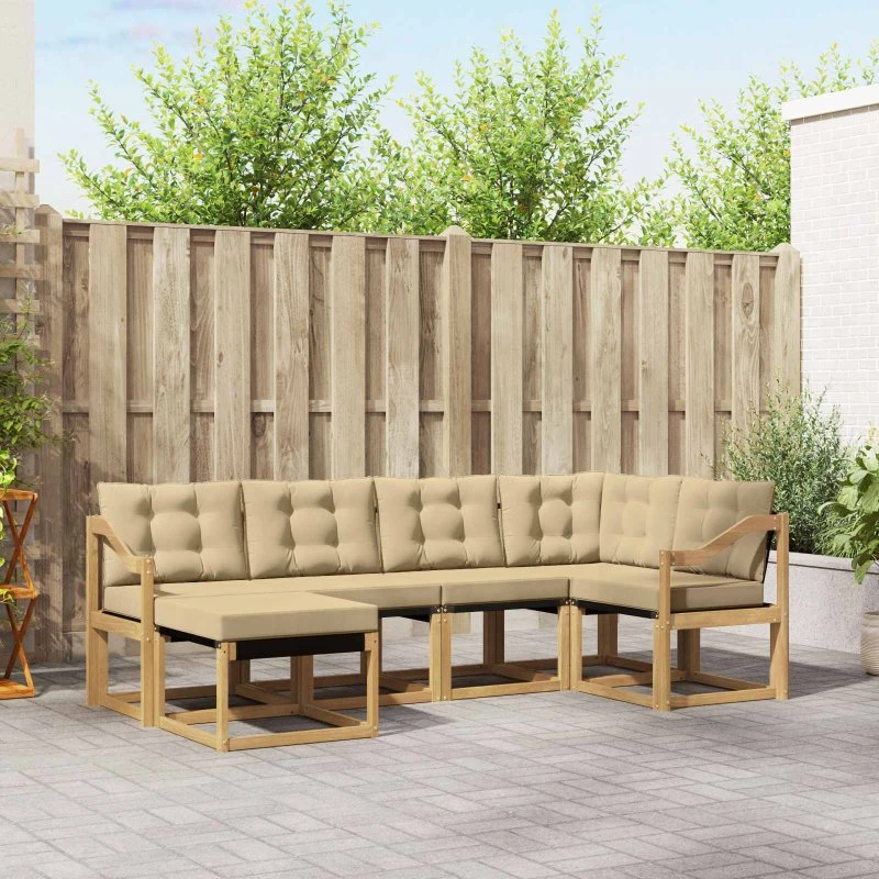 vidaXL Udendørs Sofagruppe 6 dels Hvid/Beige