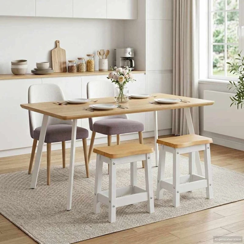 VidaXL Barbænk EKAI 2 stk Hvid 40 x 29 x 45,5 cm Massivt fyrretræ