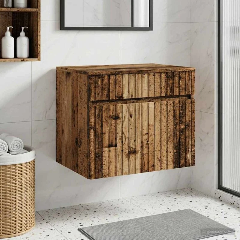 vidaXL Vægmonteret Badeværelsesskab Gammelt Træ 59 x 44,5 x 50 cm