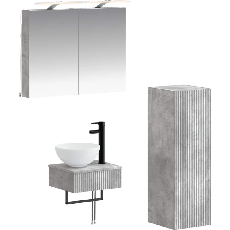 vidaXL Badeværelsesskabsæt 4 pcs Betongrå 40 x 10,5 x 60,5 cm