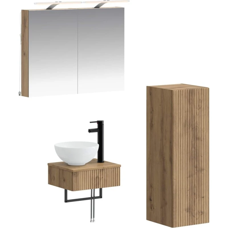 vidaXL Badeværelsesskabsæt 4 pcs Artisan-eg 40 x 10,5 x 60,5 cm